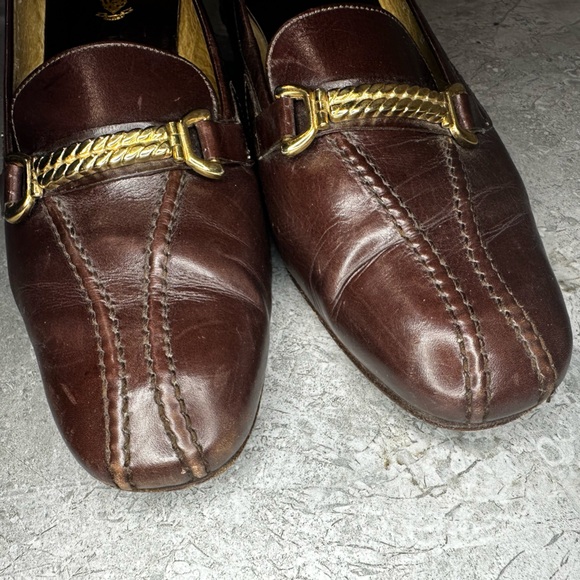 Gucci Vintage 70s Horsebit Pumps Heel Brown Leather 40 EU 9.5 US Preppy - Picture 3 of 9